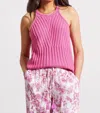 Haggar Tribal Halter Sweater Tank With Special Wash Effect In Hi Pink