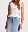 Haggar Tribal Henley Tank Top With Buttons In Cactus Stripe