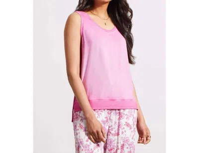 Haggar Tribal High Low Tank Top With Special Wash Effect In Hi Pink