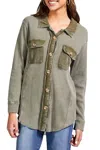 Haggar Tribal Loose Shacket With Combo & Wash Effect In Clover Leaf In Multi