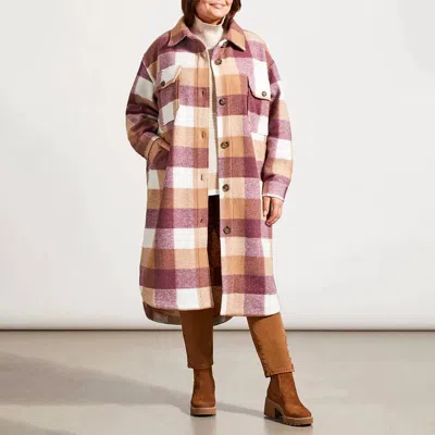 Haggar Tribal Plus Long Knit Shacket In Deep Rose In Multi
