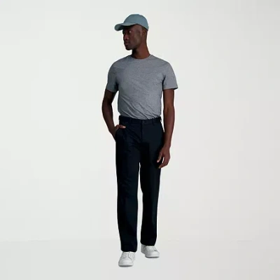 Haggar Wrinkle Free Performance Khaki Mens Classic Fit Flat Front Pant In Black