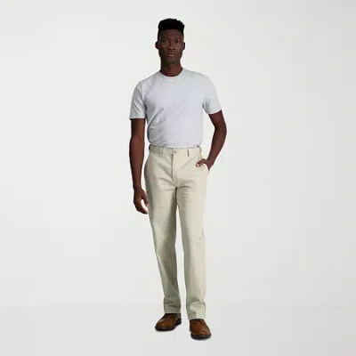 Haggar Wrinkle Free Performance Khaki Mens Classic Fit Flat Front Pant In Neutral
