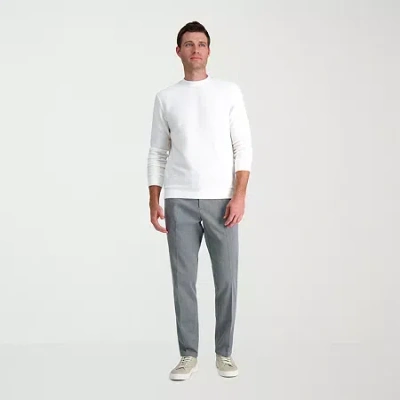 Haggar Wrinkle Free Performance Khaki Mens Comfort Waistband Slim Fit Flat Front Pant In Gray