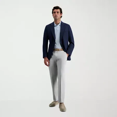 Haggar Wrinkle Free Performance Khaki Mens Comfort Waistband Straight Fit Flat Front Pant In Blue
