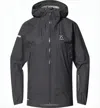 Haglöfs Black Jacket With Adjustable Hood In Blue