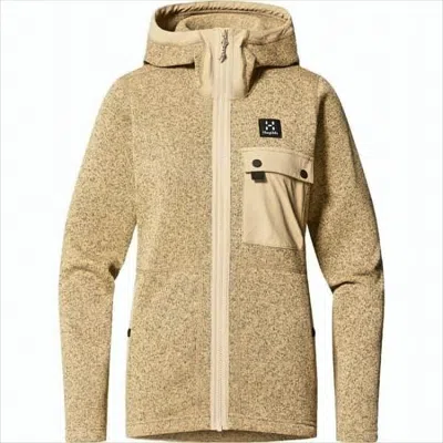 Haglöfs Textured Knit Beige Jacket With Hood In Brown