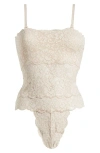 Hah Spinster Reversible Lace Bodysuit In Beige
