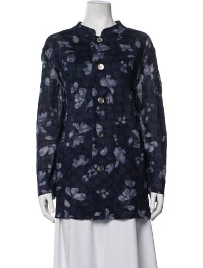 Pre-owned Hai Floral Print Coat In Blue