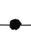 Hai Rosette Dupion Silk Tie In Black