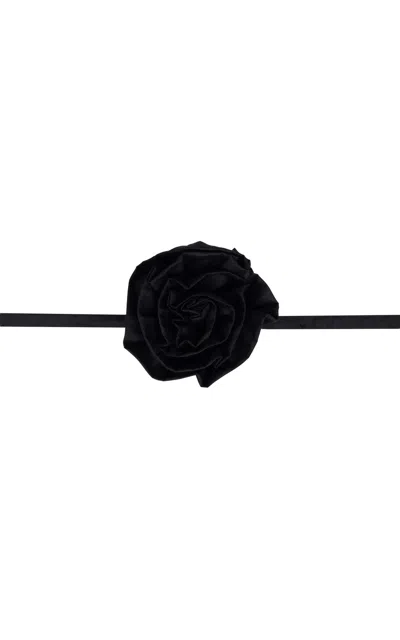 Hai Rosette Dupion Silk Tie In Black
