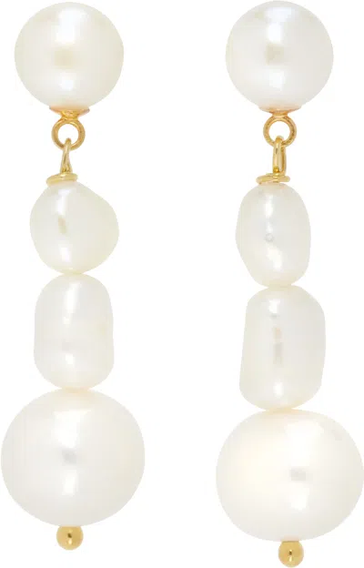 Hai White Hester Earrings In Pearl / Silver Gold