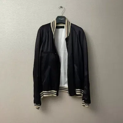 Pre-owned Haider Ackermann 15ss Og Black Silk Stain Bomber Jacket Xl