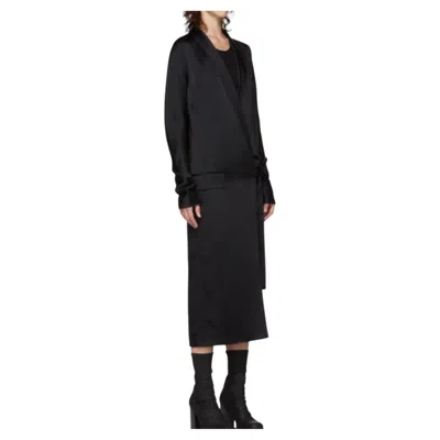 Pre-owned Haider Ackermann '17 Kuiper Shiny Black Peak Lapel Wrap Dress Fr 34 Xs Tie-waist