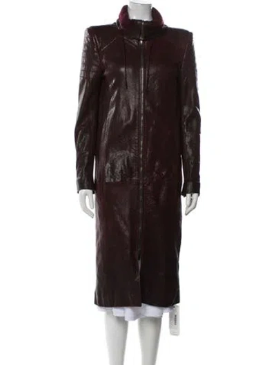 Pre-owned Haider Ackermann 2012 Leather Faux Fur Coat In Burgundy