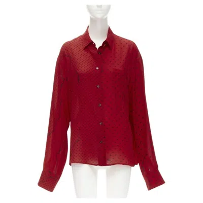 Pre-owned Haider Ackermann 2018 Red Black Polka Dot Print Relaxed Oversized Shirt Fr40 M