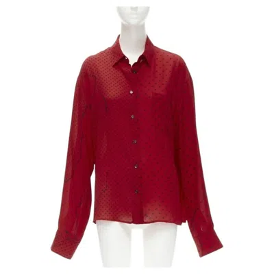 Pre-owned Haider Ackermann 2018 Red Black Polka Dot Print Relaxed Oversized Shirt Fr40 M