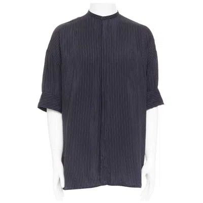 Pre-owned Haider Ackermann Black Pinstriped Bishop Collared Half Sleeve Shirt S