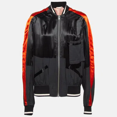 Haider Ackermann Black Satin Bomber Jacket In Multi