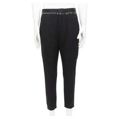 Pre-owned Haider Ackermann Black Wool Cotton White Topstitch Waist Dress Pants Eu38 M