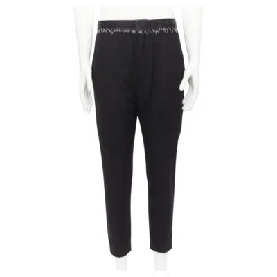 Pre-owned Haider Ackermann Black Wool Cotton White Topstitch Waist Dress Pants Eu38 M