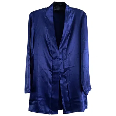 Pre-owned Haider Ackermann Cobalt Blue Shawl Collar Silk Blouse Fr 34 Xs Pyjama Tunic Ss19