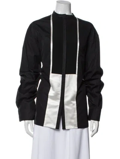 Pre-owned Haider Ackermann Colorblock Pattern Long Sleeve Blouse In Blue