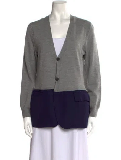 Pre-owned Haider Ackermann Colorblock Pattern V-neck Sweater In Gray