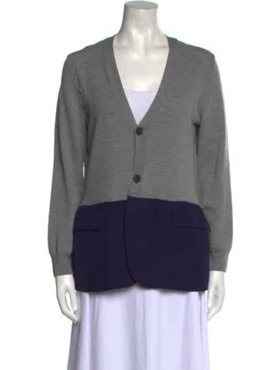 Pre-owned Haider Ackermann Colorblock Pattern V-neck Sweater In Gray