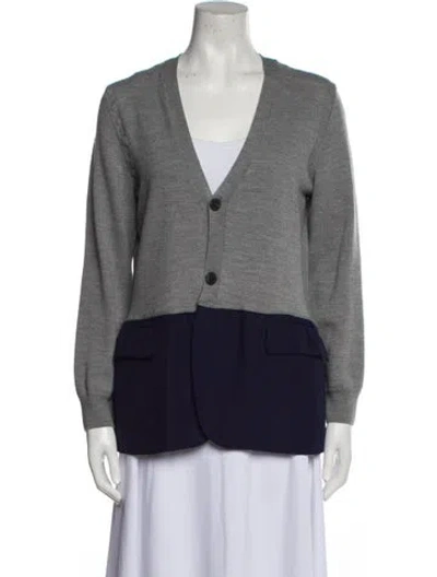 Pre-owned Haider Ackermann Colorblock Pattern V-neck Sweater In Gray