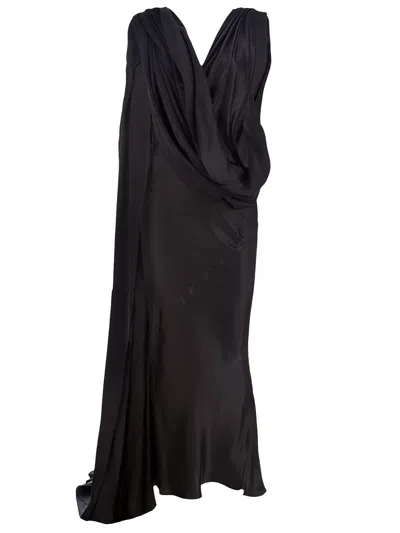 Haider Ackermann Convertible Neck Drape Dress In Black