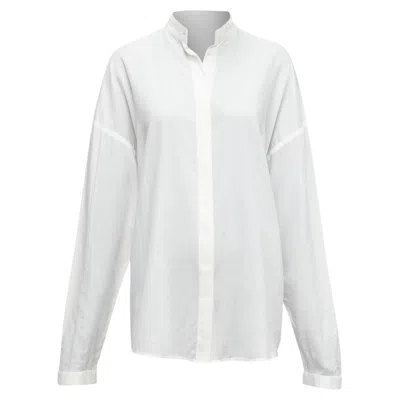 Haider Ackermann Cotton Bishop Collar Oversized Flowy Shirt In White