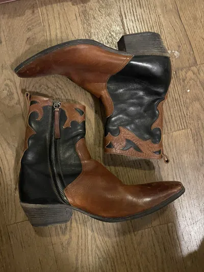 Pre-owned Haider Ackermann Cowboy Cuban Boots In Brown