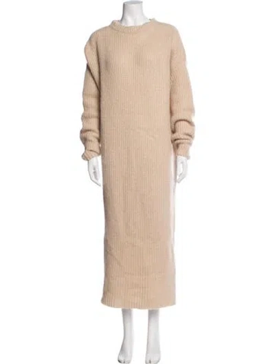 Pre-owned Haider Ackermann Crew Neck Long Dress In Neutrals