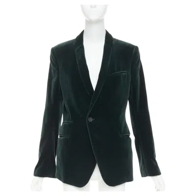 Pre-owned Haider Ackermann Dark Green Velvet Shawl Lapel Single Button Blazer Fr44 Xs