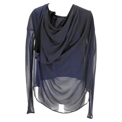 Haider Ackermann Draped Top In Navy Blue Silk