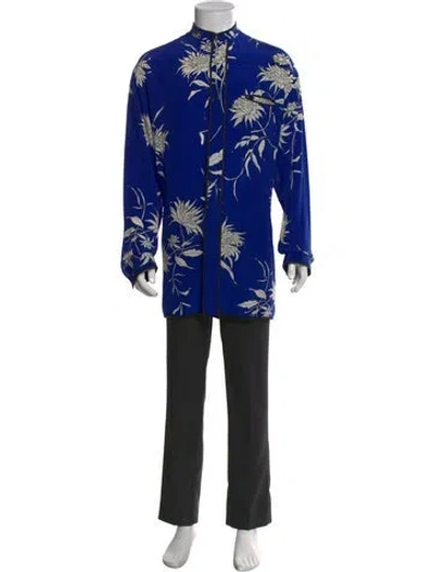 Pre-owned Haider Ackermann Floral Print Long Sleeve Shirt In Blue