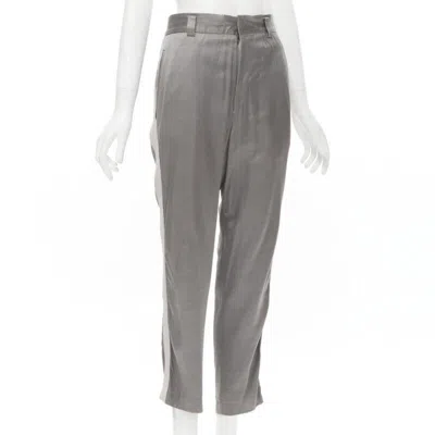 Pre-owned Haider Ackermann Grey Rayon Dusty Pink Grosgrain Cropped Trousers Fr38 S