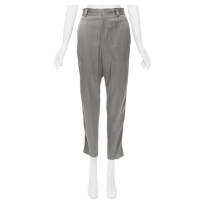 Pre-owned Haider Ackermann Grey Rayon Dusty Pink Grosgrain Cropped Trousers Fr38 S