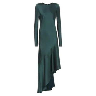 Pre-owned Haider Ackermann Haider Ackerman Fall 2017 Green Satin Long Sleeve Bias Cut Dress