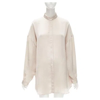 Pre-owned Haider Ackermann Hammered Polyester Blush Pink Oversize Shirt Fr38 M