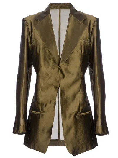 Haider Ackermann High Shine Blazer In Green