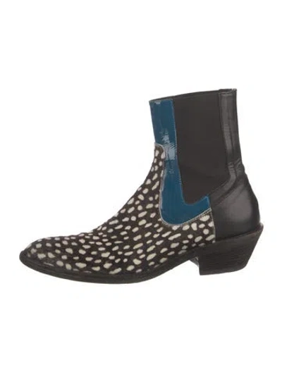 Pre-owned Haider Ackermann Leather Animal Print Chelsea Boots In Blue