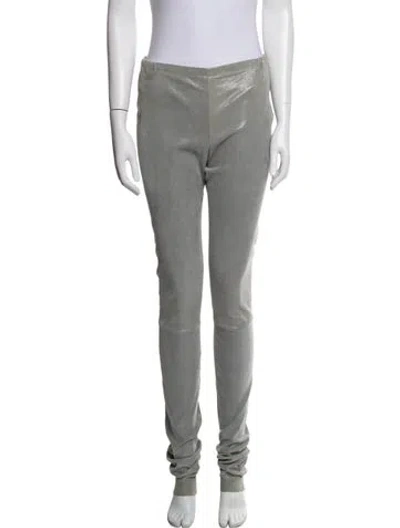 Pre-owned Haider Ackermann Leather Skinny Leg Pants In Gray
