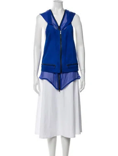 Pre-owned Haider Ackermann Leather V-neck Top In Blue/white