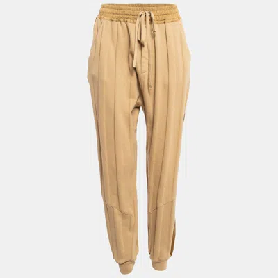 Haider Ackermann Light Brown Satin Side Stripe Cotton Sweatpants In Multi