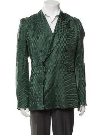 Pre-owned Haider Ackermann Linen Plaid Print Blazer In Green