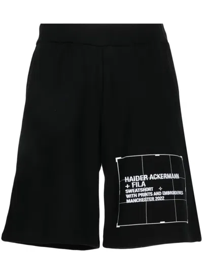 Haider Ackermann Logo-embroidered Cotton Track Shorts In Black