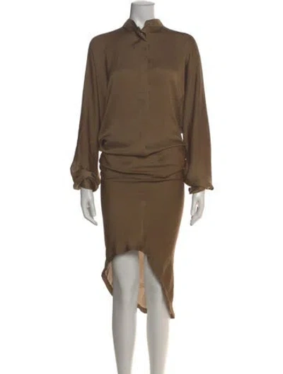 Pre-owned Haider Ackermann Mock Neck Knee-length Dress In Brown