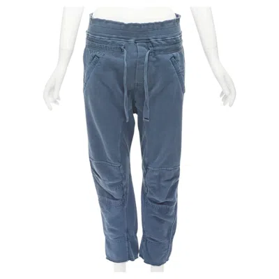 Pre-owned Haider Ackermann Perth Blue Washed Fabric Darted Panelled Back Jogger Pants Xs